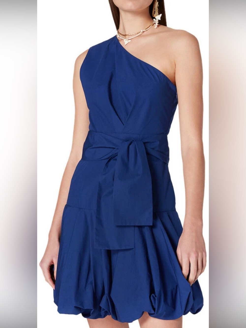 Derek Lam 10-Crosby Dress Womens 2 Blue One Shoulder
Ballon Above Knee Tie Front